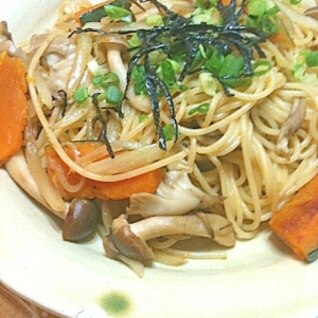 きのことかぼちゃの和風パスタ